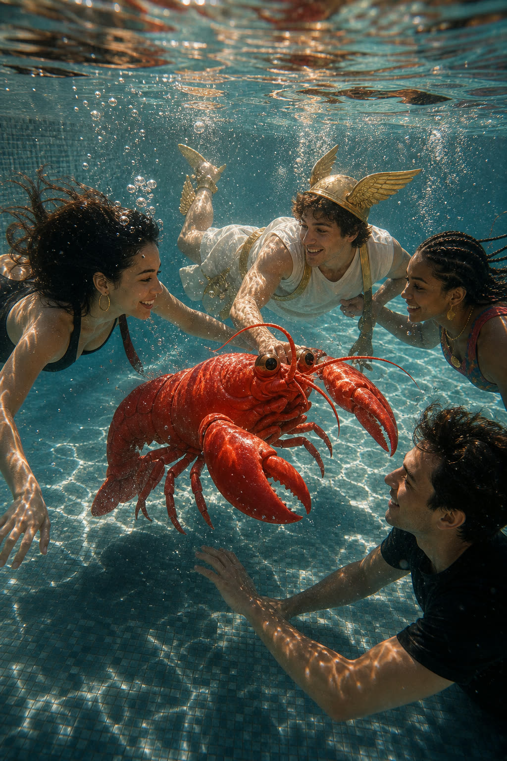 Hummerfigur unter Wasser als Clawcon Motiv